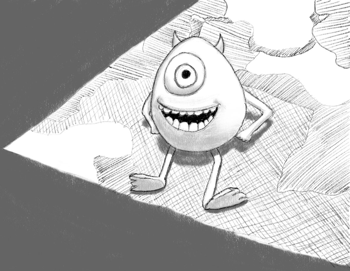 mike wazowski monsters inc drawing